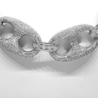 14k White Gold Mens Diamond Mariner Link Chain 76.65 Ctw